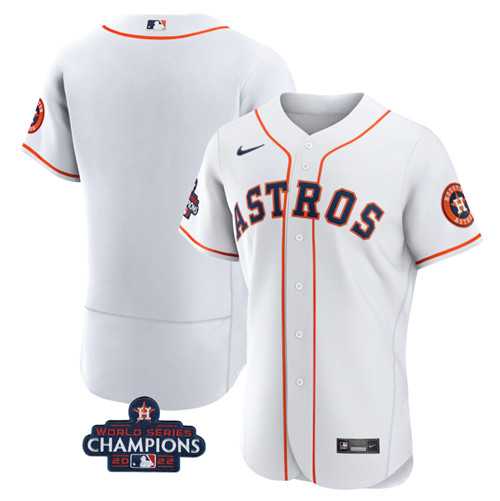 Men%27s Houston Astros Blank White 2022 World Series Champions Flex Base Stitched Baseball Jersey